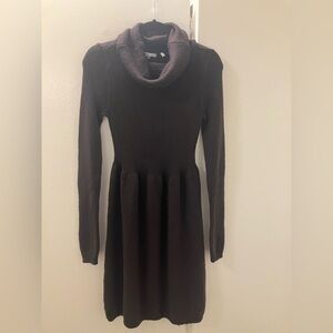VINCE Dark Coffee Brown Cowl Neck Knit Sweater Dress Sz M Intermix Tag $290